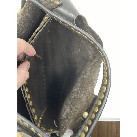 Paolo Angelucci Leather Black Brass Hardwear Studded Tote Bag Retail $400.00 - Picture 10 of 16